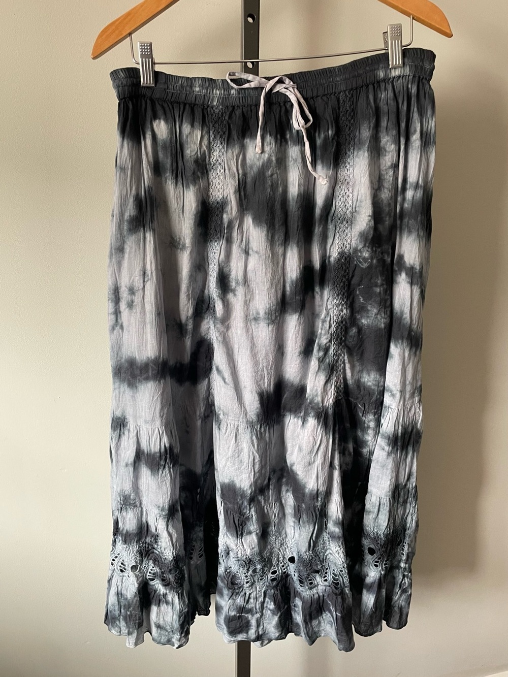 Purple Rain 100% Cotton Crochet Lace Tie Dye Whimsigoth Skirt Boho Y2K Grunge